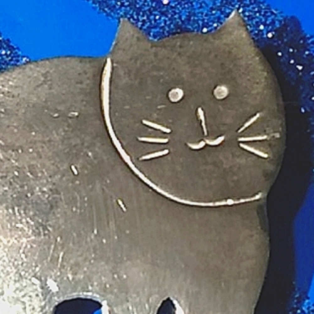 "The Fat Cat" Vintage Sterling Silver Pin - Picture 2 of 5